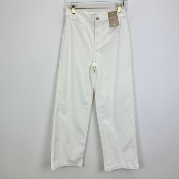 Madewell The Emmett Wide Leg Pant Corduroy Welt Pocket High Rise Ivory US 26 NWT - Picture 6 of 13